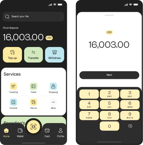 Fintech App Design Wireframe by Glimix Studio