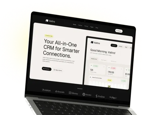 Valtro CRM SaaS website design by Glimix Studio